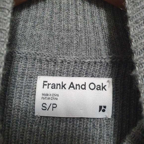 Frank and Oak Ribbed Wool Mockneck Sweater - S - Grey - Picture 3 of 3